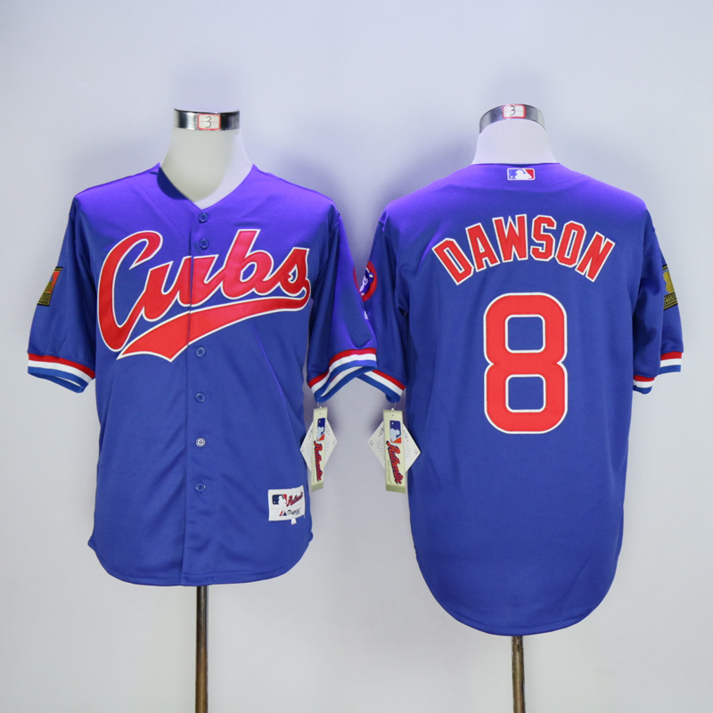 Men Chicago Cubs #8 Dawson Blue Throwback 1994 MLB Jerseys->buffalo sabres->NHL Jersey